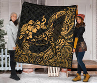 Polynesian Hawaii Premium Quilt - Polynesian Golden Humpback Whale - Polynesian Pride
