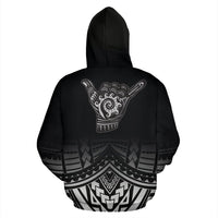 Polynesian All Over Hoodie Shaka Black Version - Polynesian Pride