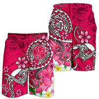 Hawaii Men's Shorts - Turtle Plumeria Polynesian Tattoo Pink Color - Polynesian Pride