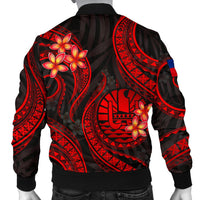 Samoa Polynesian Men Bomber Jacket - Red Plumeria - Polynesian Pride