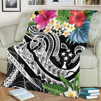 Kosrae Polynesian Premium Blanket - Summer Plumeria (Black) - Polynesian Pride