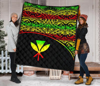 Hawaii Polynesian Premium Quilt - Reggae Kanaka Maoli Curve Version - Polynesian Pride