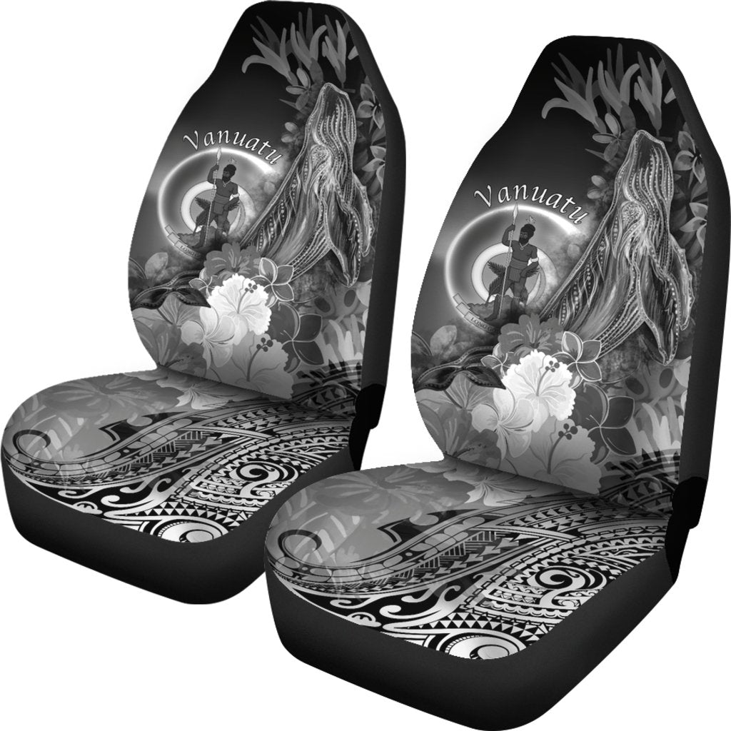 Vanuatu Car Seat Convers - Humpback Whale with Tropical Flowers (White) - Polynesian Pride