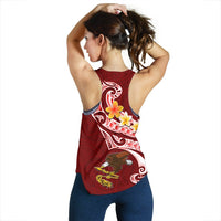 American Samoa Women's Racerback Tank - AS Seal Polynesian Patterns Plumeria - Polynesian Pride