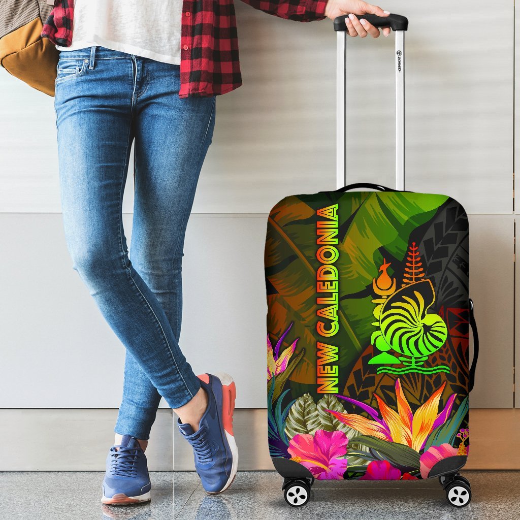 New Caledonia Polynesian Luggage Covers - Hibiscus and Banana Leaves Reggae - Polynesian Pride