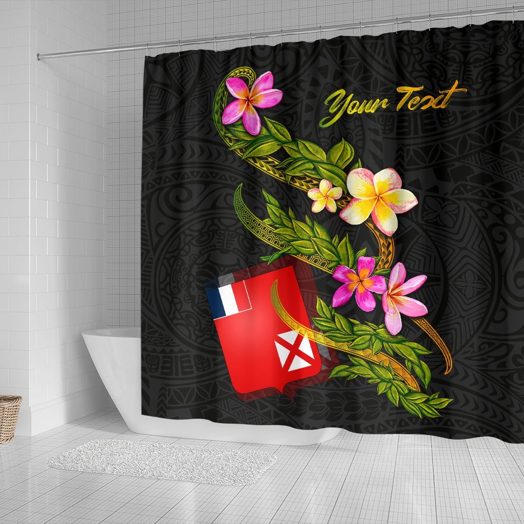 Wallis and Futuna Polynesian Custom Persona Shower Curtain - Plumeria Tribal - Polynesian Pride