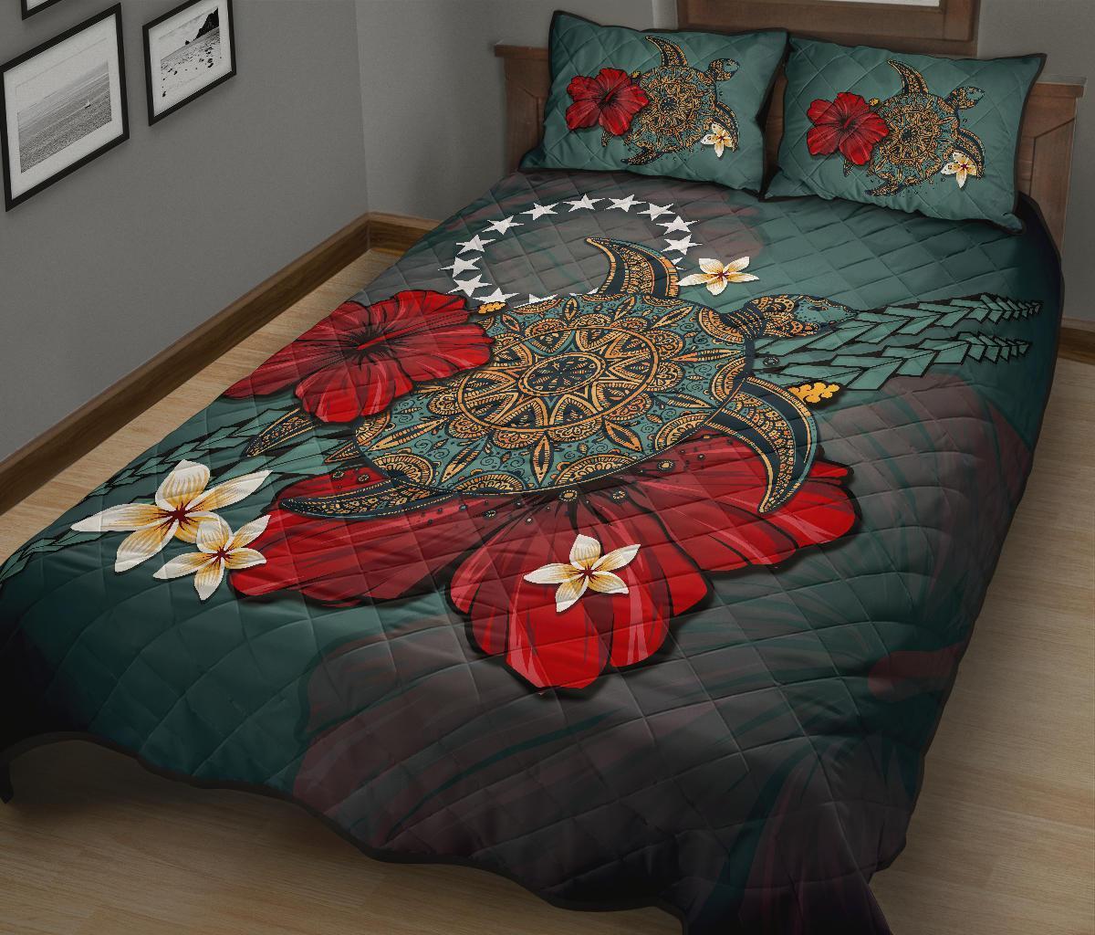 Cook Islands Quilt Bed Set - Blue Turtle Tribal - Polynesian Pride
