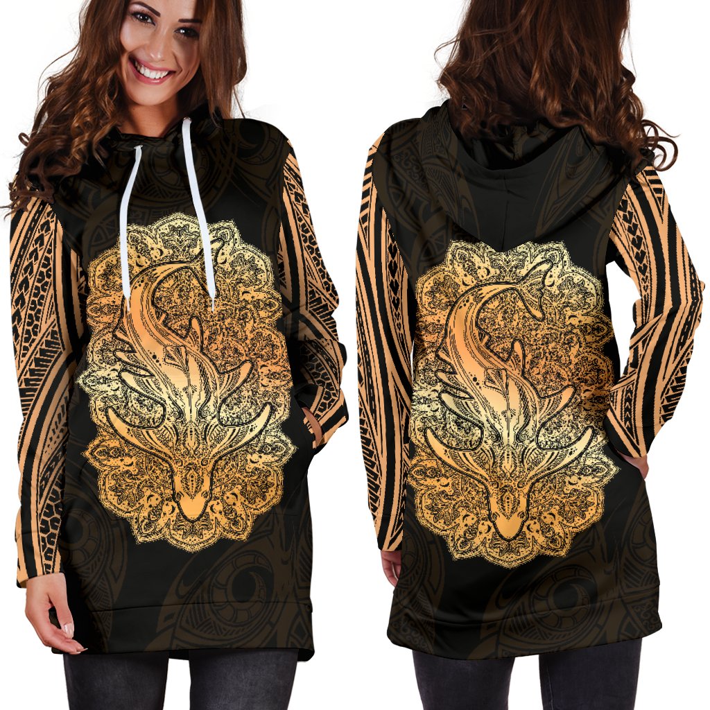 Wild Shark Polynesian Women's Hoodie Dress - Polynesian Pride