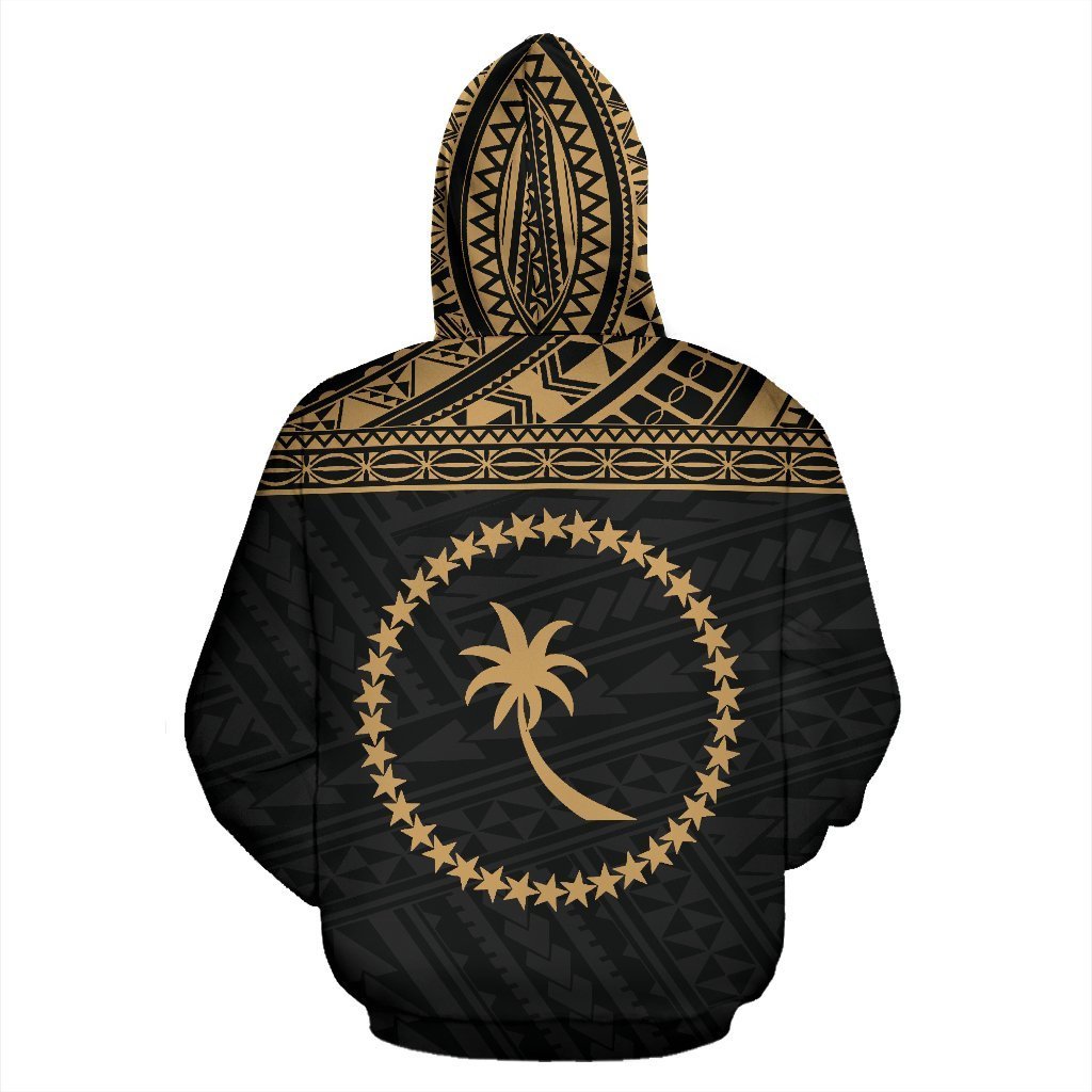 Chuuk State All Over Zip up Hoodie Gold Version - Polynesian Pride