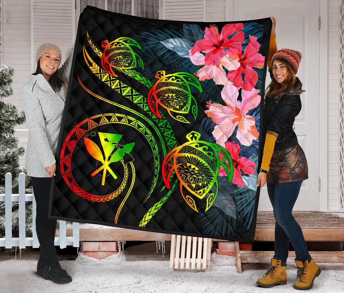 Hawaii Turtle Polynesian Tropical Premium Quilt - Cora Style Reggae - Polynesian Pride