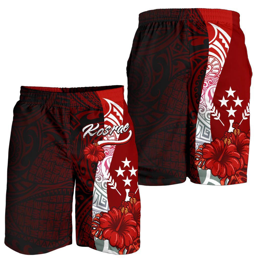 Kosrae Polynesian Men's Shorts - Coat Of Arm With Hibiscus - Polynesian Pride