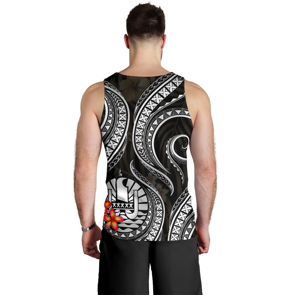 Tahiti Polynesian Men Tank Top - White Plumeria - Polynesian Pride