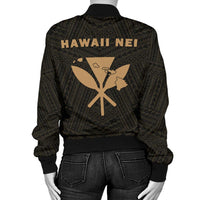 Hawaii Kanaka Polynesian Women's Bomber Jacket Gold - Polynesian Pride