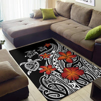 Hawaiian Map Turtle Swim Plumeria Polynesian Rug - J6 - Polynesian Pride