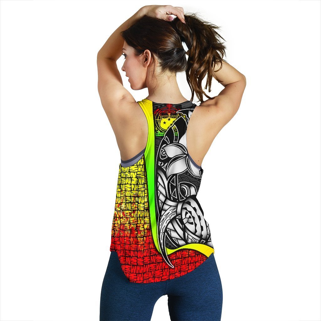 Samoa Polynesian Women's Racerback Tank Reggae - Turtle With Hook - Polynesian Pride