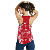 Fiji Polynesian Women Tank Top Map Red White - Polynesian Pride
