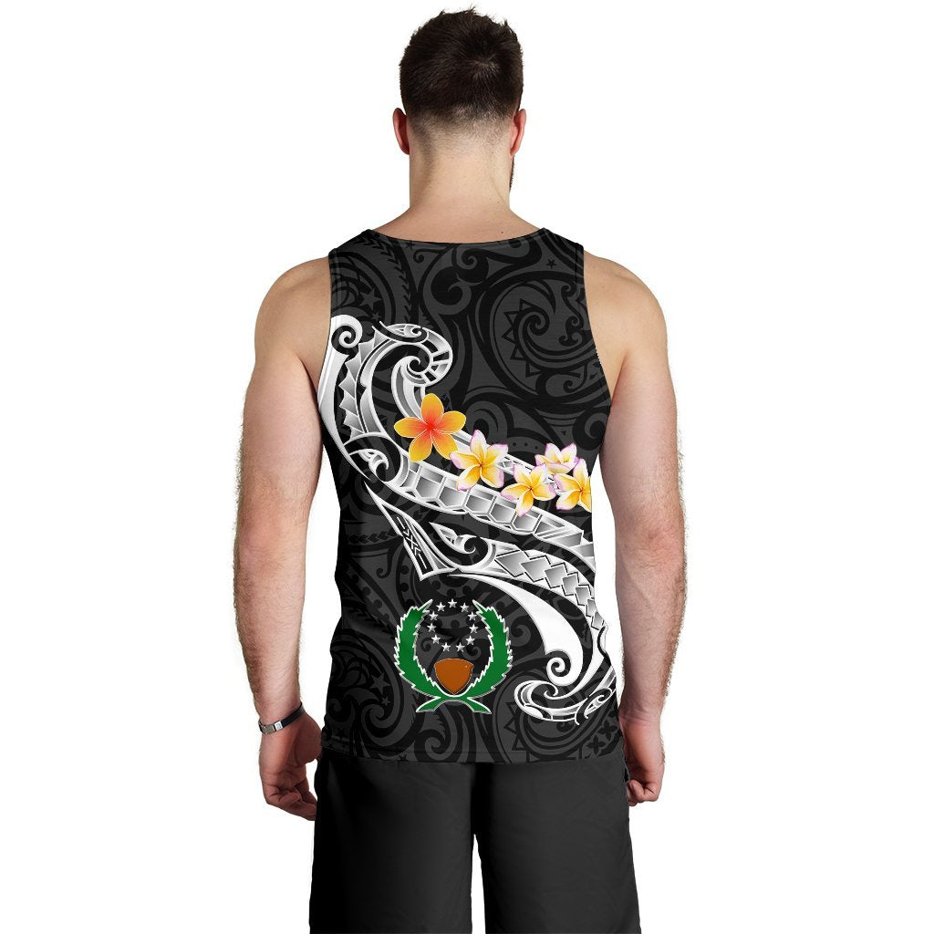 Pohnpei Custom Personalised Men's Tank Top - Pohnpei Seal Polynesian Patterns Plumeria (Black) - Polynesian Pride