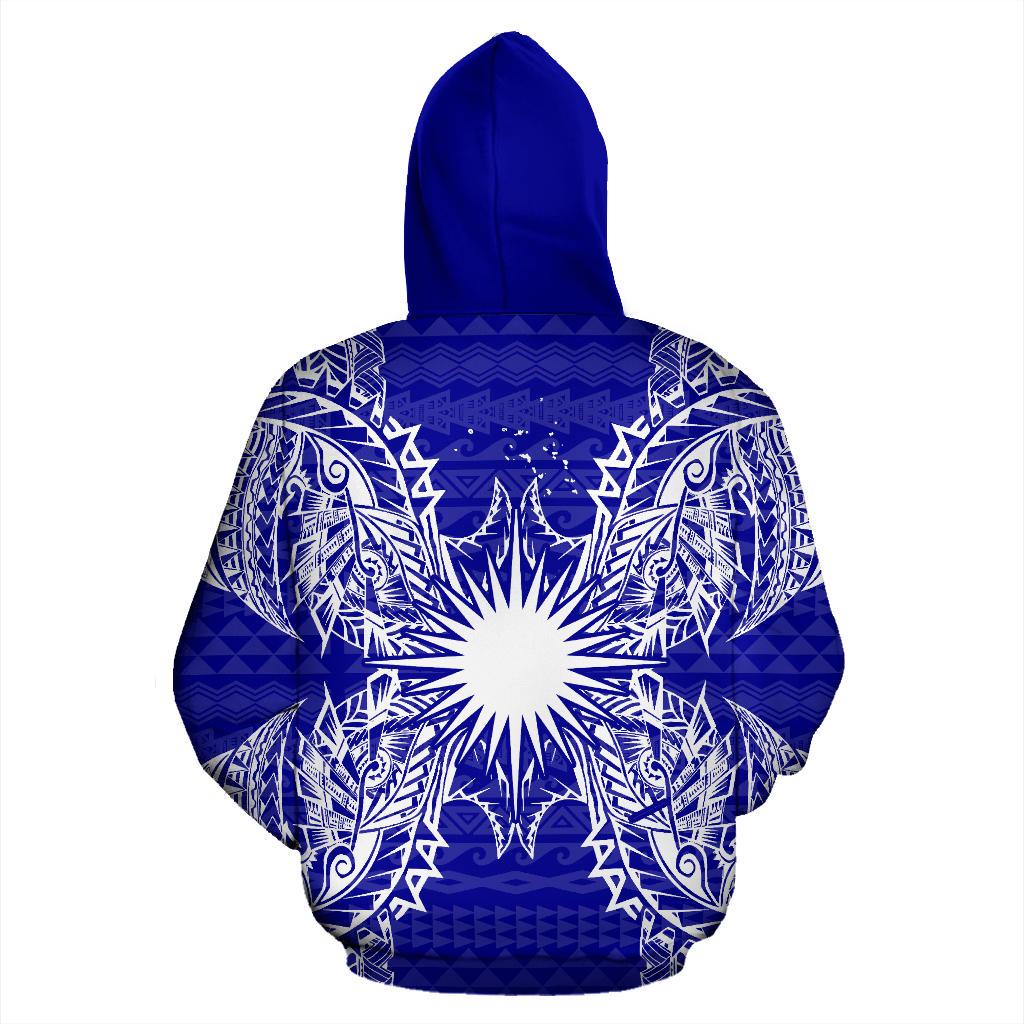 Marshall Islands Polynesian ll Over Hoodie Map Blue - Polynesian Pride