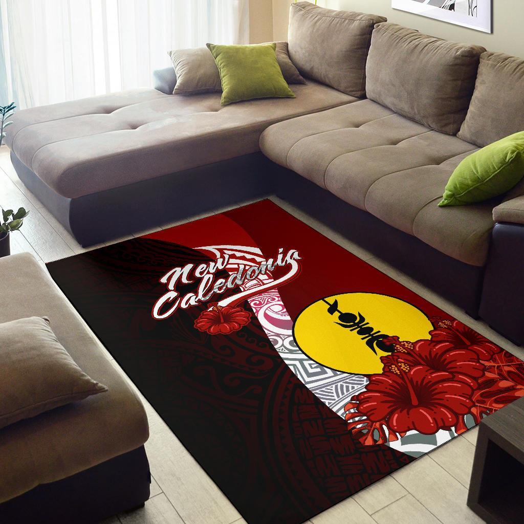New Caledonia Polynesian Area Rug - Coat Of Arm With Hibiscus - Polynesian Pride