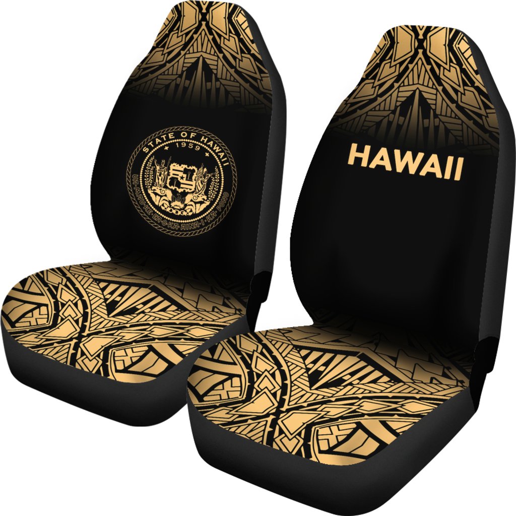 Hawaii Car Seat Covers - Hawaii Seal Polynesian Tattoo Fog Gold - Polynesian Pride