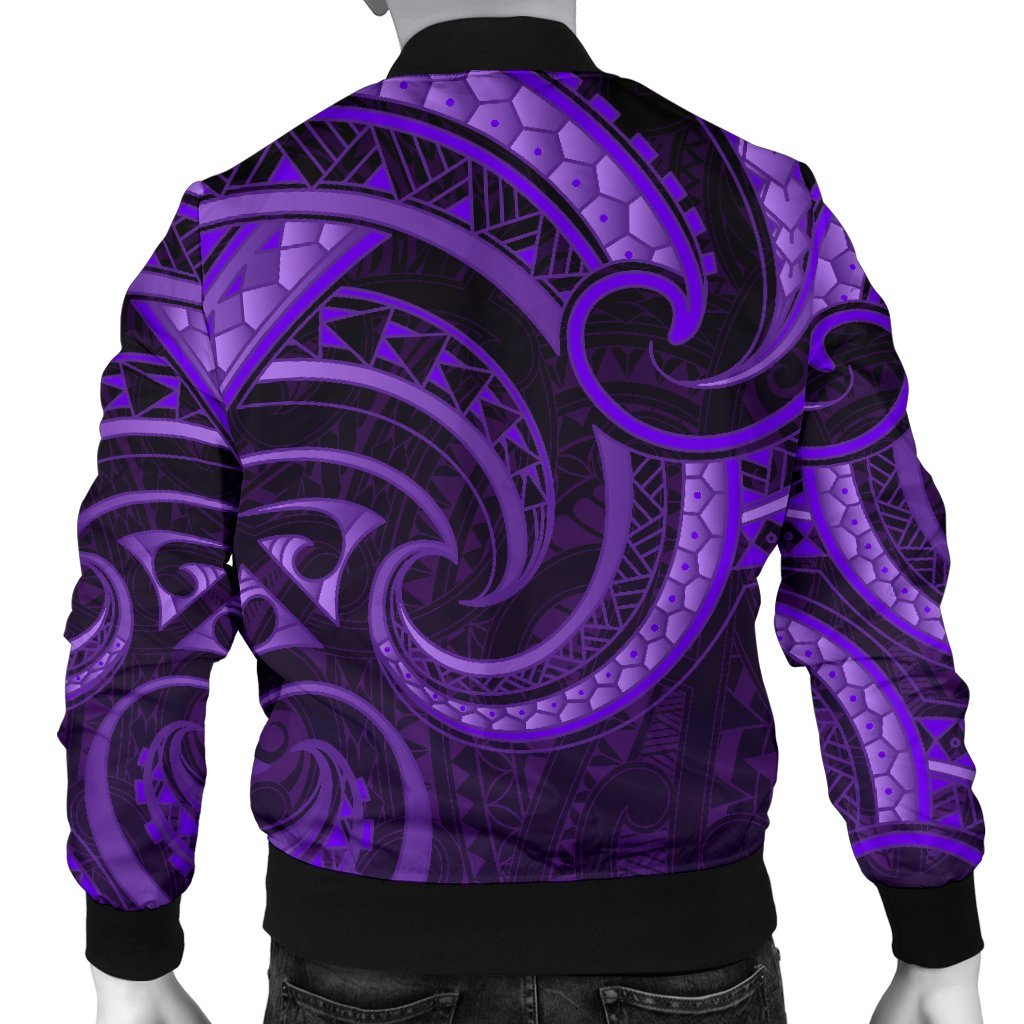 New Zealand Maori Mangopare Men Bomber Jacket Polynesian - Purple - Polynesian Pride