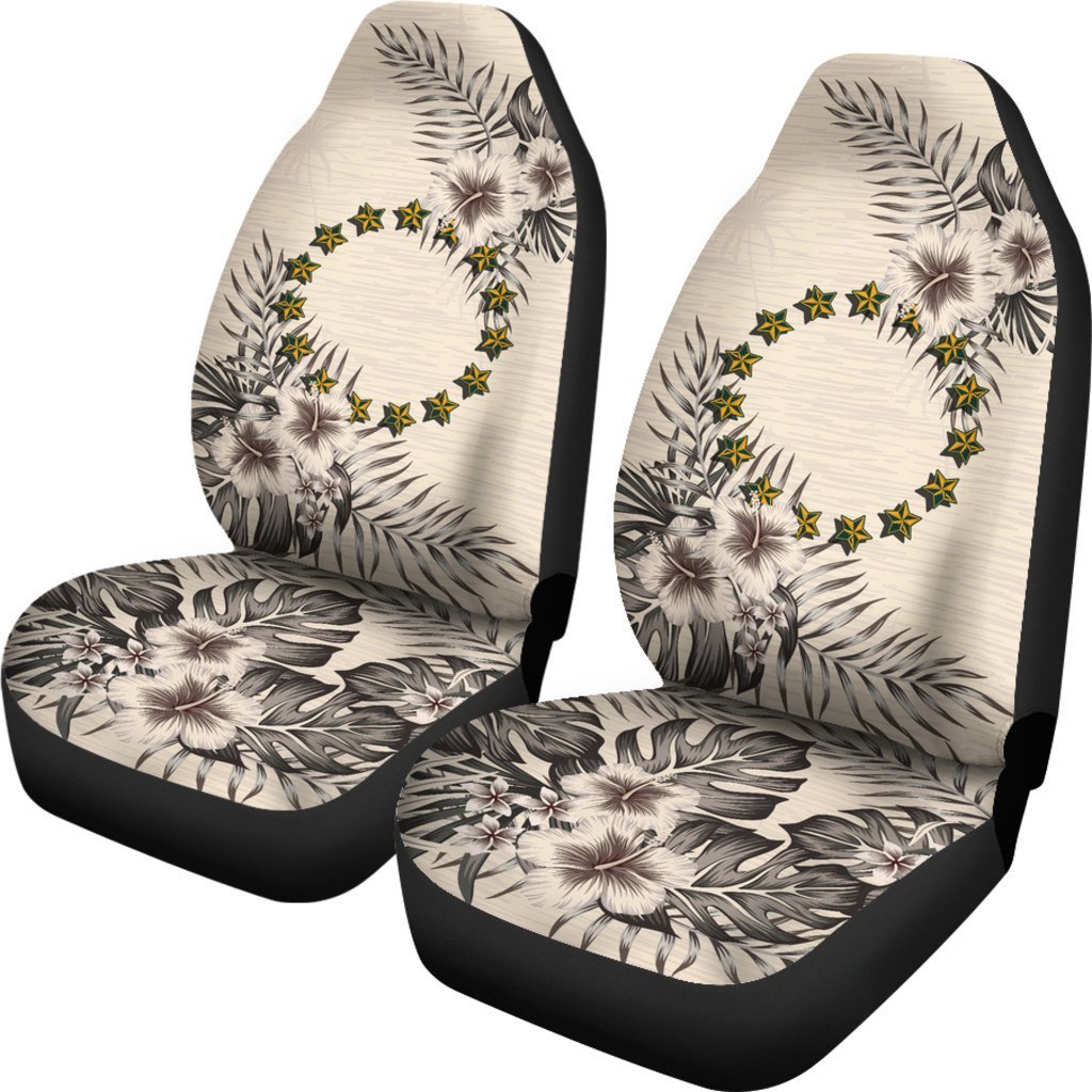 Cook Islands Car Seat Covers - The Beige Hibiscus (Set Of Two) - Polynesian Pride
