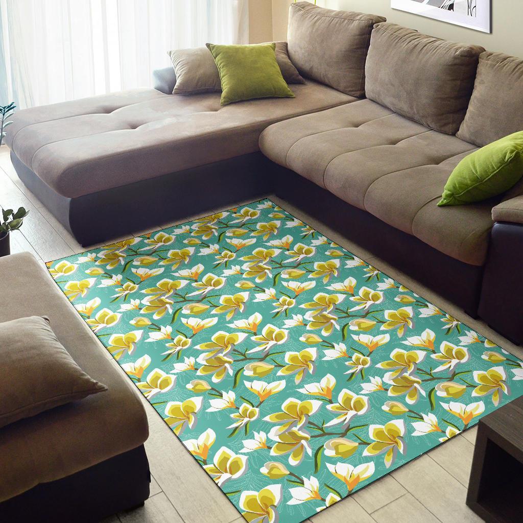 Tropical Plumeria Blue Rug - Polynesian Pride
