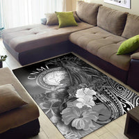 CNMI Area Rug - Humpback Whale with Tropical Flowers (White) - Polynesian Pride