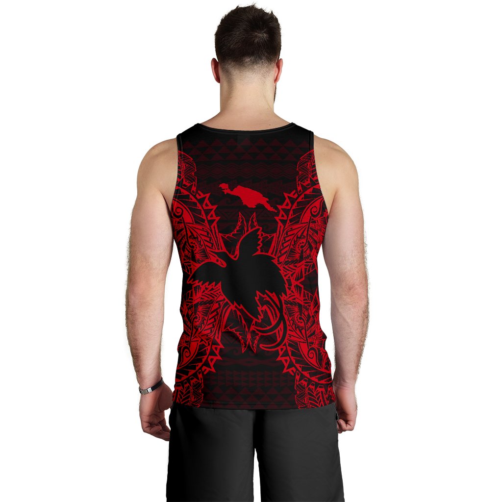 Papua New Guinea Polynesian Men Tank Top Map Red - Polynesian Pride