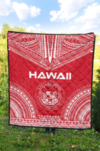 Hawaii Premium Quilt - Hawaii Seal Polynesian Chief Red Version - Polynesian Pride