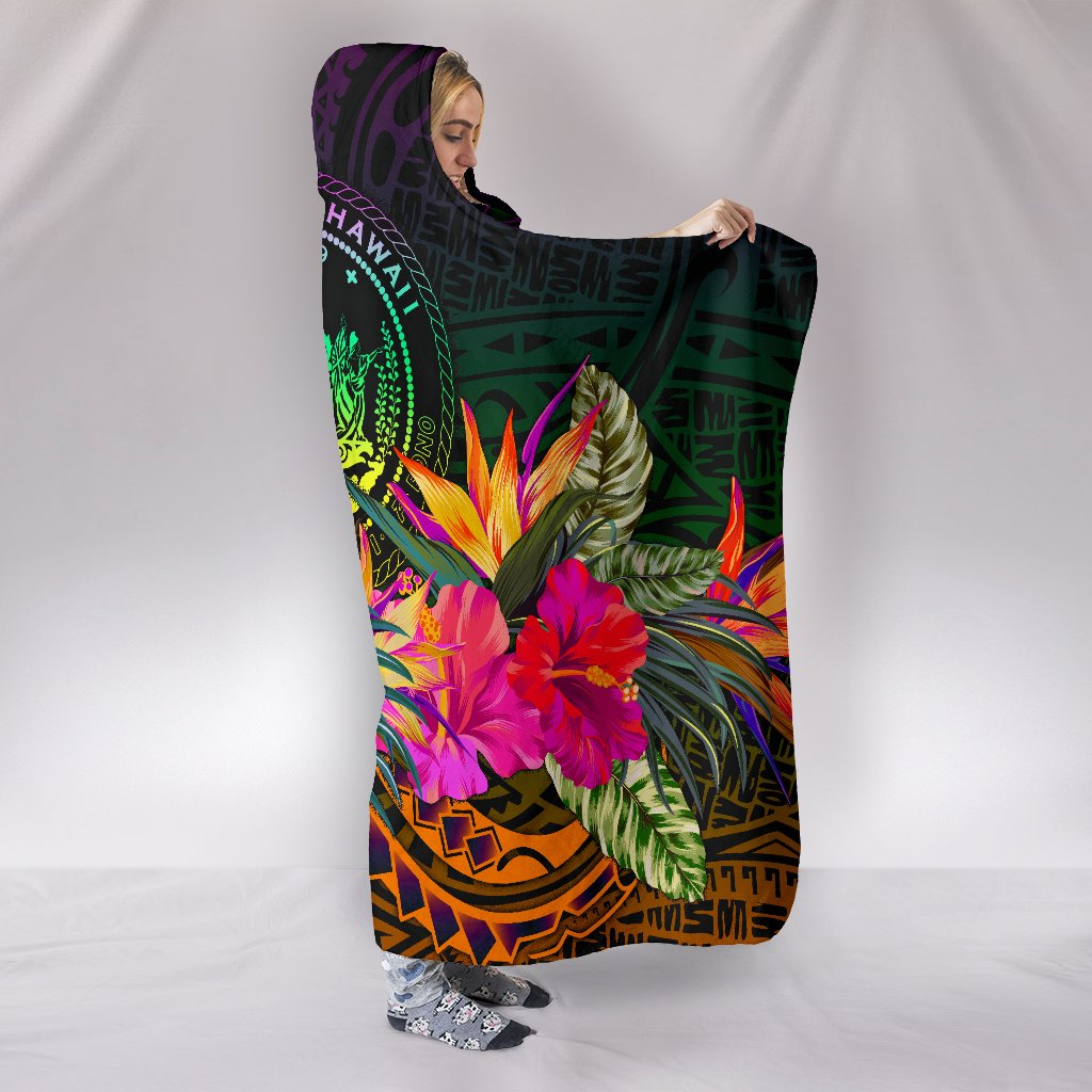 Polynesian Hawaii Hooded Blanket - Summer Hibiscus - Polynesian Pride