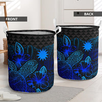 Nauru Laundry Basket - Polynesian Turtle Hibiscus Blue - Polynesian Pride