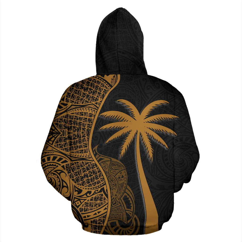 Marshall Islands Polynesian Zip up Hoodie Coconut Tree Gold - Polynesian Pride