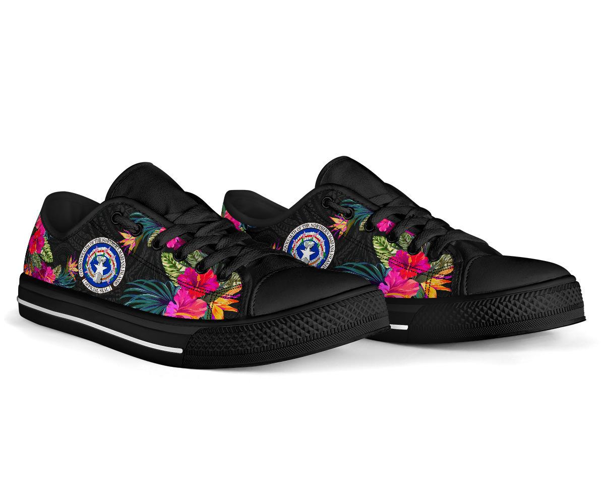 Northern Mariana Islands Low Top Shoe - Hibiscus Polynesian Pattern - Polynesian Pride