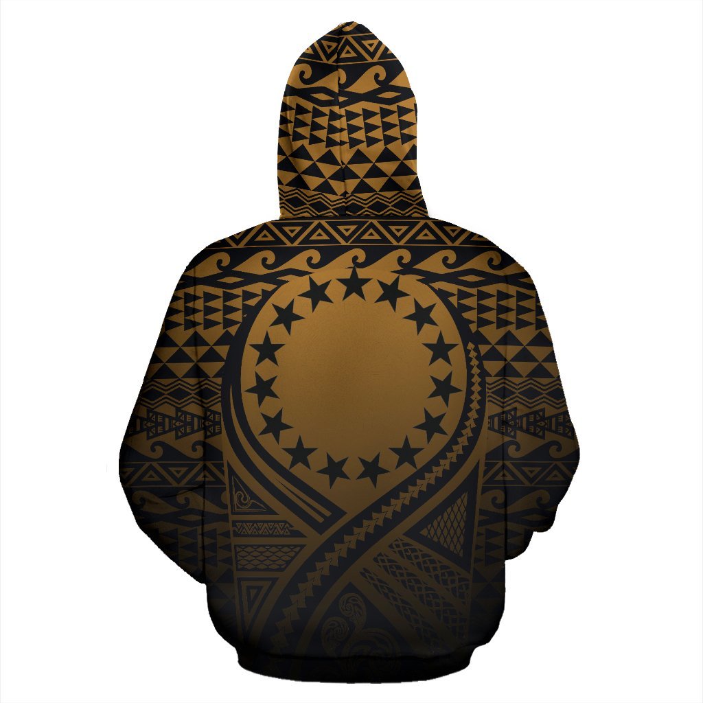 Cook Islands All Over Zip up Hoodie Lift up Gold - Polynesian Pride