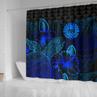 Tahiti Shower Curtain Turtle Hibiscus Blue - Polynesian Pride