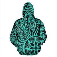 Hawaii Hoodie Polynesian Hawaiian Style Tribal Tattoo Turquoise Pullover - Polynesian Pride