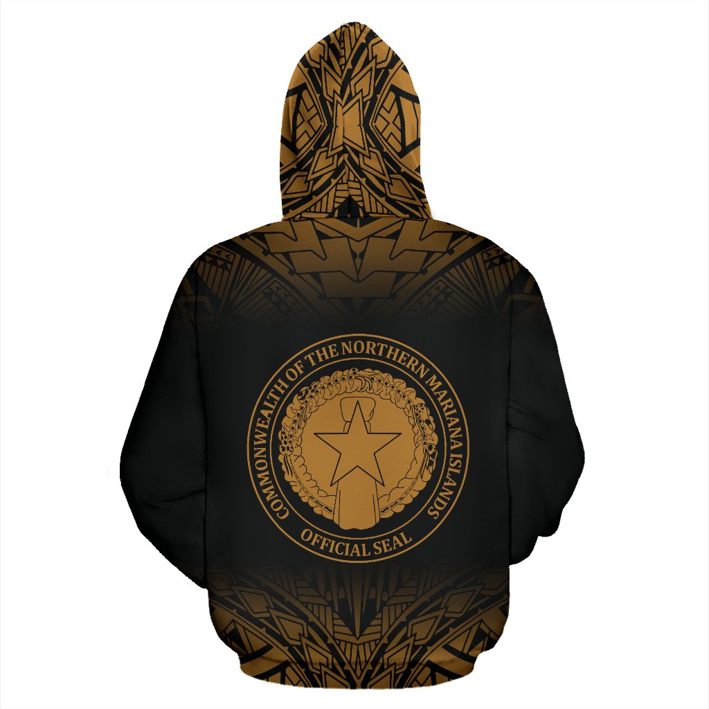 Northern Mariana Islands Polynesian All Over Hoodie Gold Fog Version - Polynesian Pride