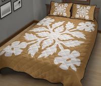 Hawaiian Quilt Bed Set Royal Pattern - Gold - B2 Style - Polynesian Pride