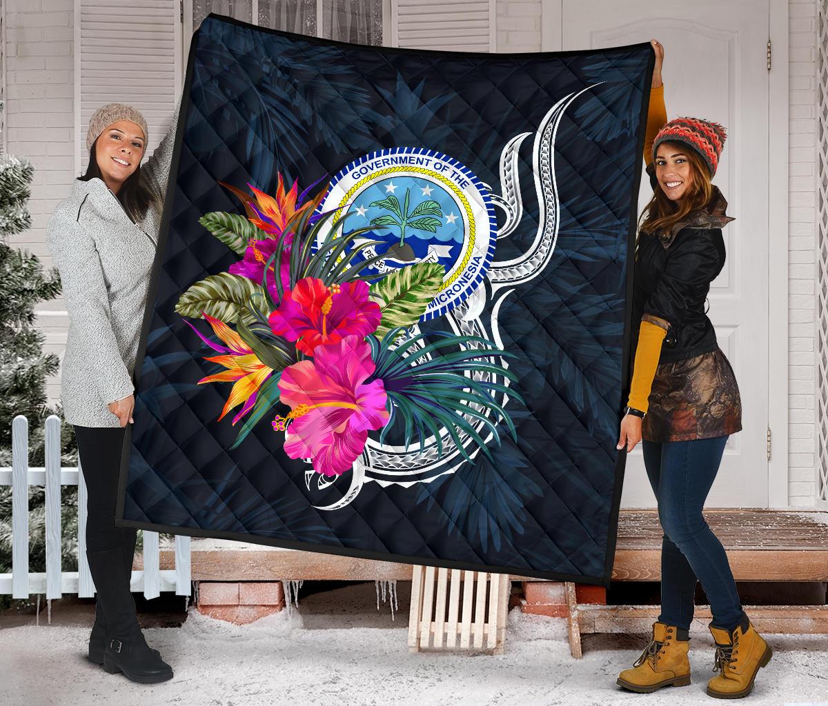 Federated States of Micronesia Premium Quilt - Tropical Flower - Polynesian Pride
