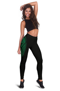 Hawaii State Tattoo Swirly Green Polynesian Women's Leggings - Polynesian Pride
