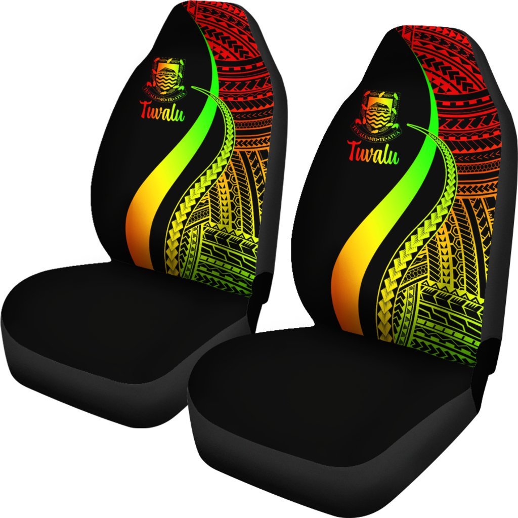 Tuvalu Car Seat Covers - Reggae Polynesian Tentacle Tribal Pattern - Polynesian Pride