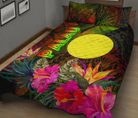 Palau Polynesian Quilt Bed Set - Hibiscus and Banana Leaves - Polynesian Pride