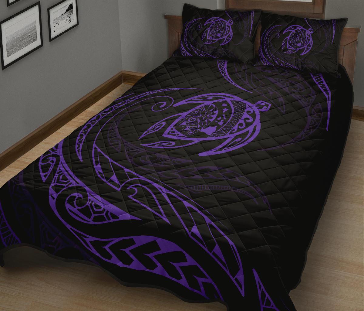 Hawaii Turtle Quilt Bed Set - Purple - Frida Style - Polynesian Pride