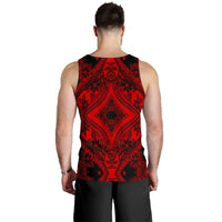 Polynesian Plumeria Mix Red Black Hawaii Men's Tank Top - Polynesian Pride