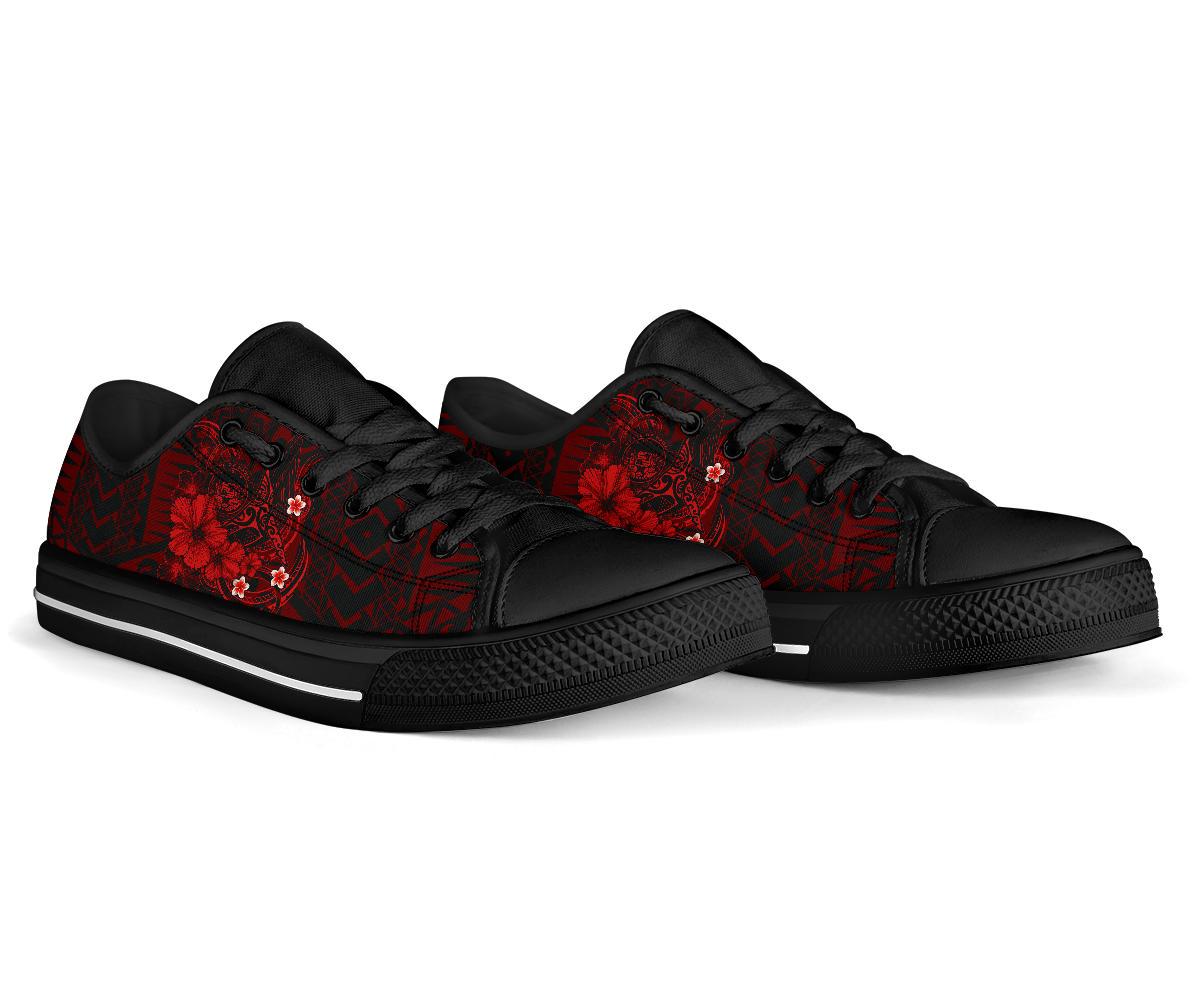 Polynesian Hawaii Low Top Shoe - Humpback Whale with Hibiscus (Red) - Polynesian Pride