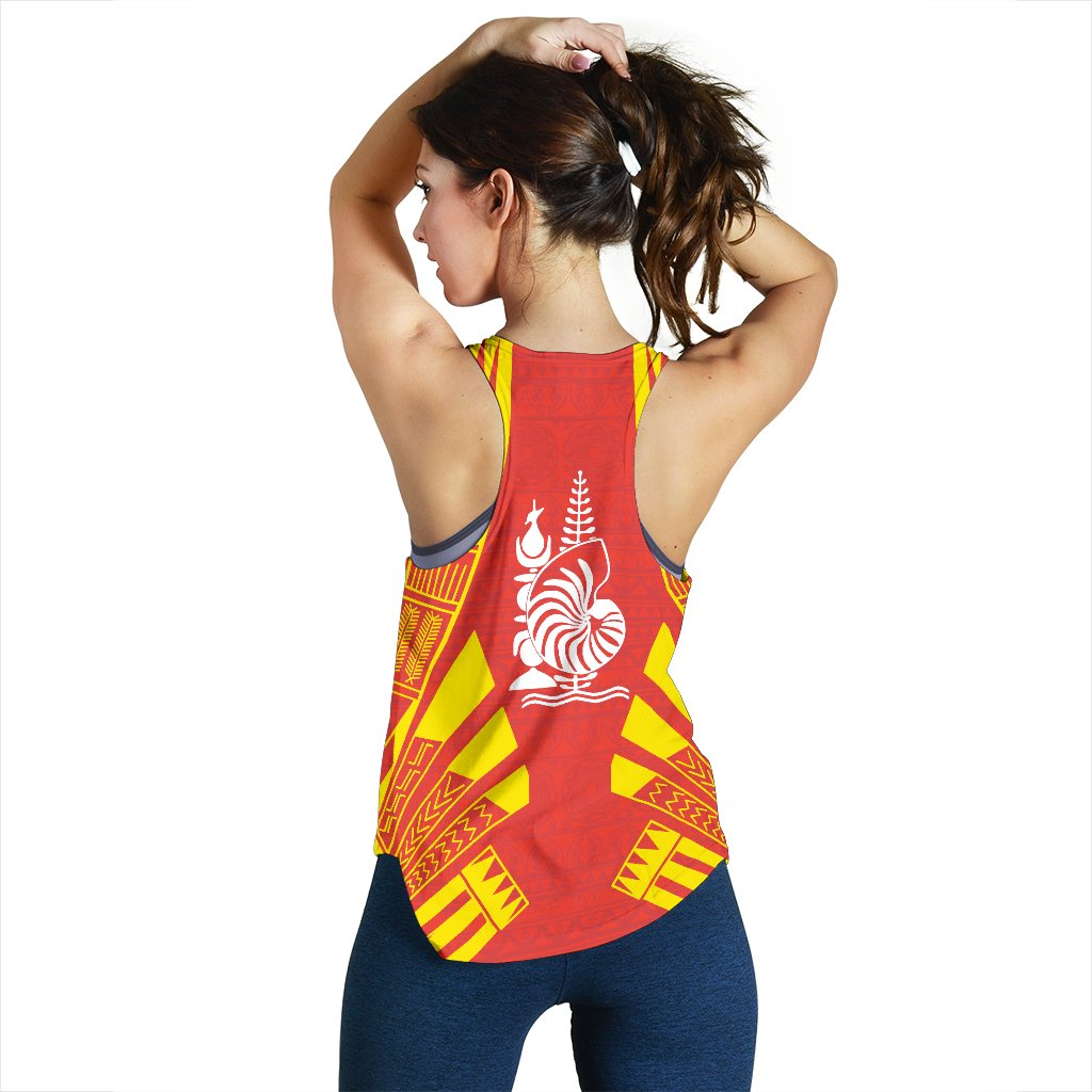 New Caledonia Women Racerback Tank - Polynesian Tattoo Flag - Polynesian Pride