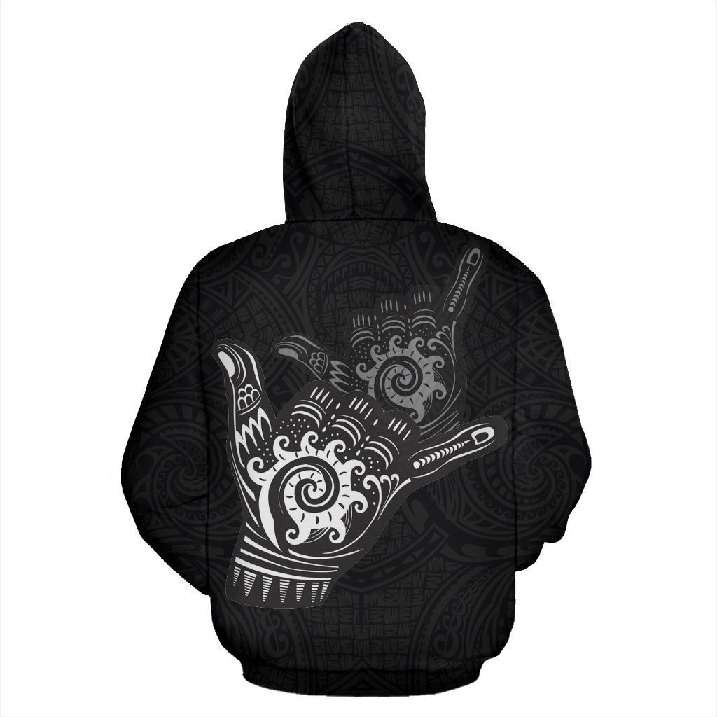 Hawaii All Over Zip up Hoodie Polynesian Shaka Hawaii Map Black - Polynesian Pride