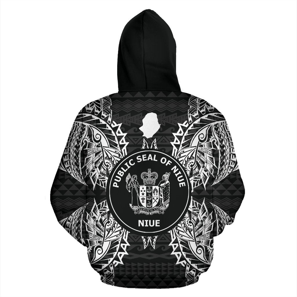 Niue Polynesian ll Over Hoodie Map Black - Polynesian Pride