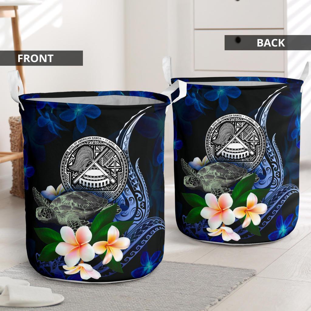 American Samoa Polynesian Laundry Basket - Turtle With Plumeria Flowers - Polynesian Pride